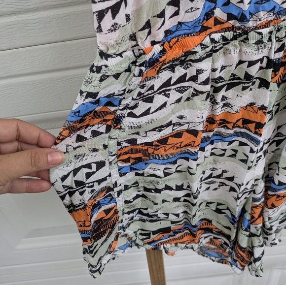 Zara Colorful Tribal Blue And Orange Sleeveless Strappy Sheer Back Romper - Picture 4 of 6